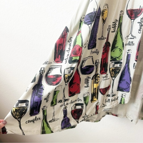 A Walk in The Park Wineology Wine Glasses Print Long Sleeve Kimono Cardigan 2X - Picture 6 of 12